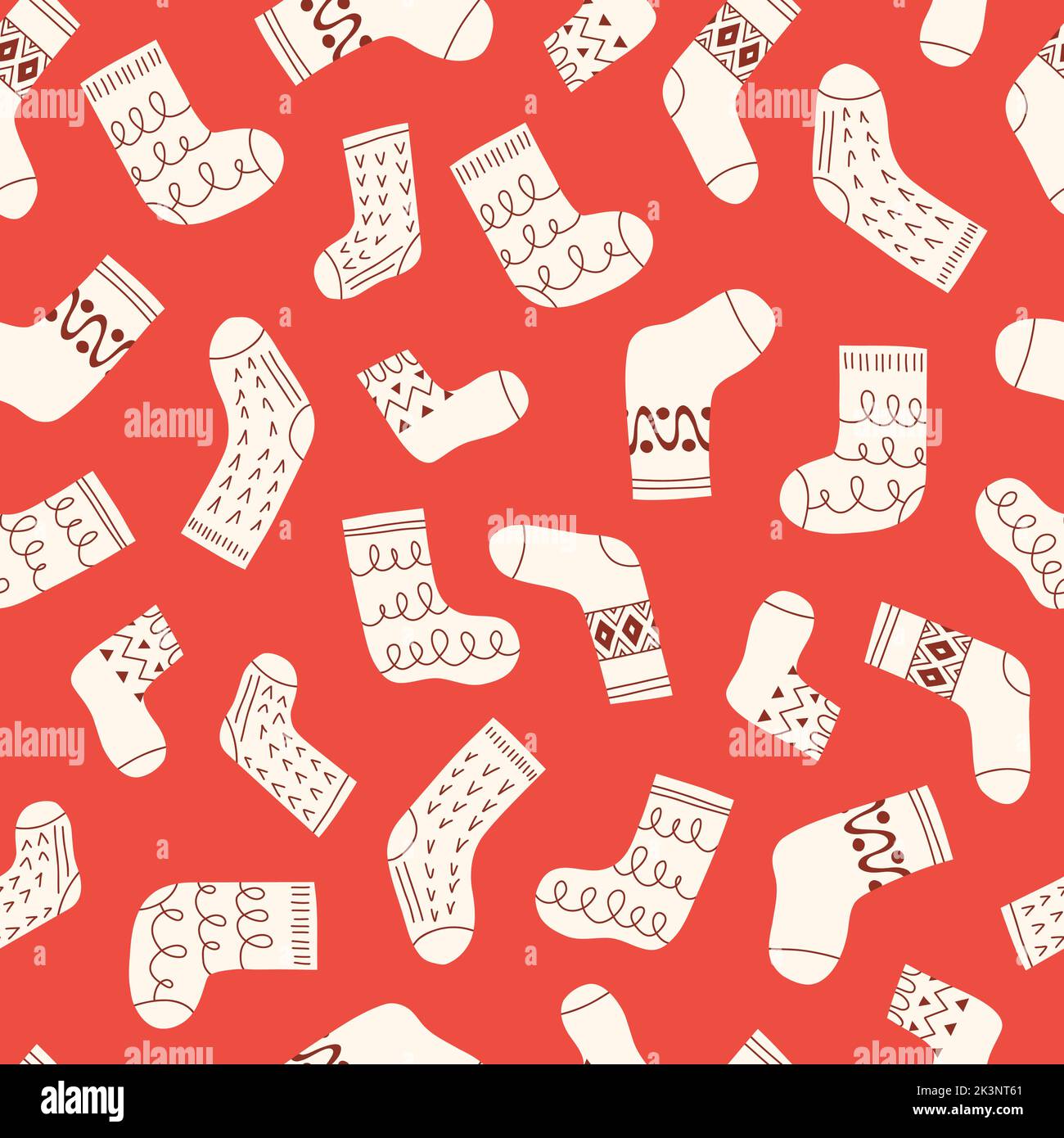 Chaussettes tricotées monochromes style rétro à motif vectoriel sans coutures Illustration de Vecteur