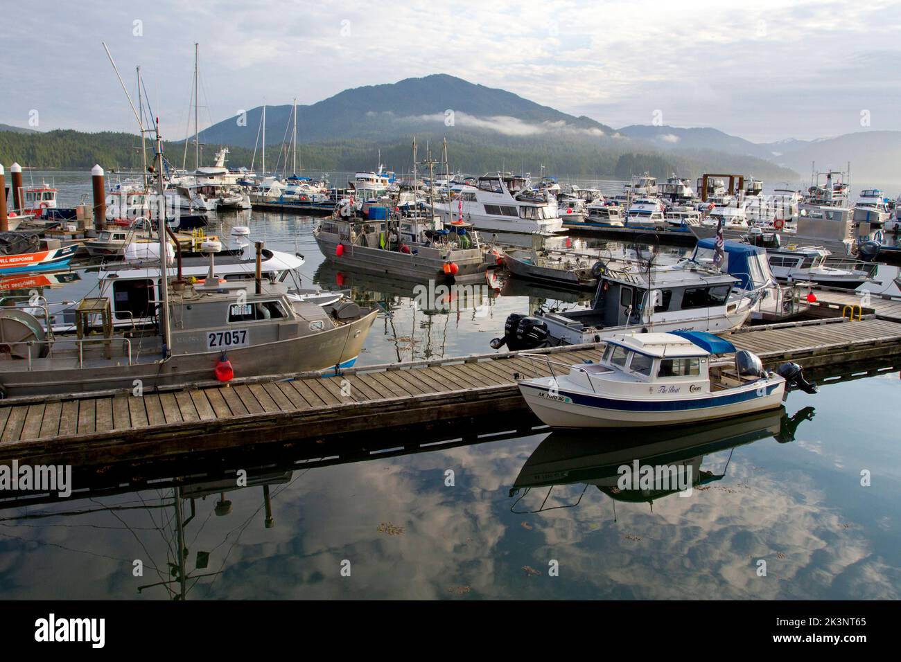 Vue panoramique sur une partie de la marina de Cow Bay, dans le port de Prince Rupert, Colombie-Britannique, Canada Banque D'Images