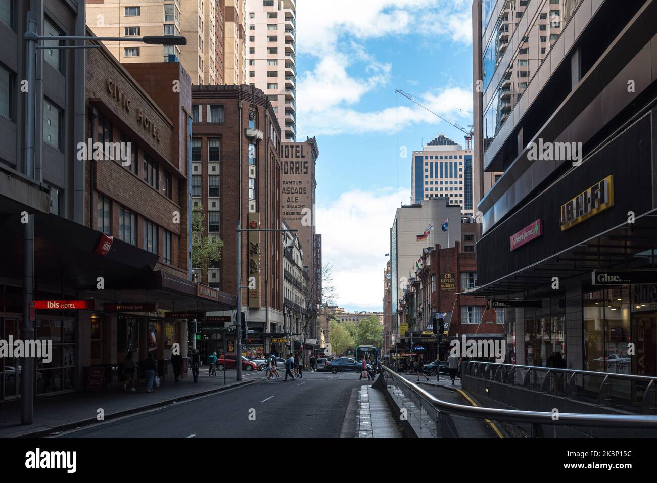 Vue sur Pitt Street dans le quartier des affaires de Sydney Banque D'Images