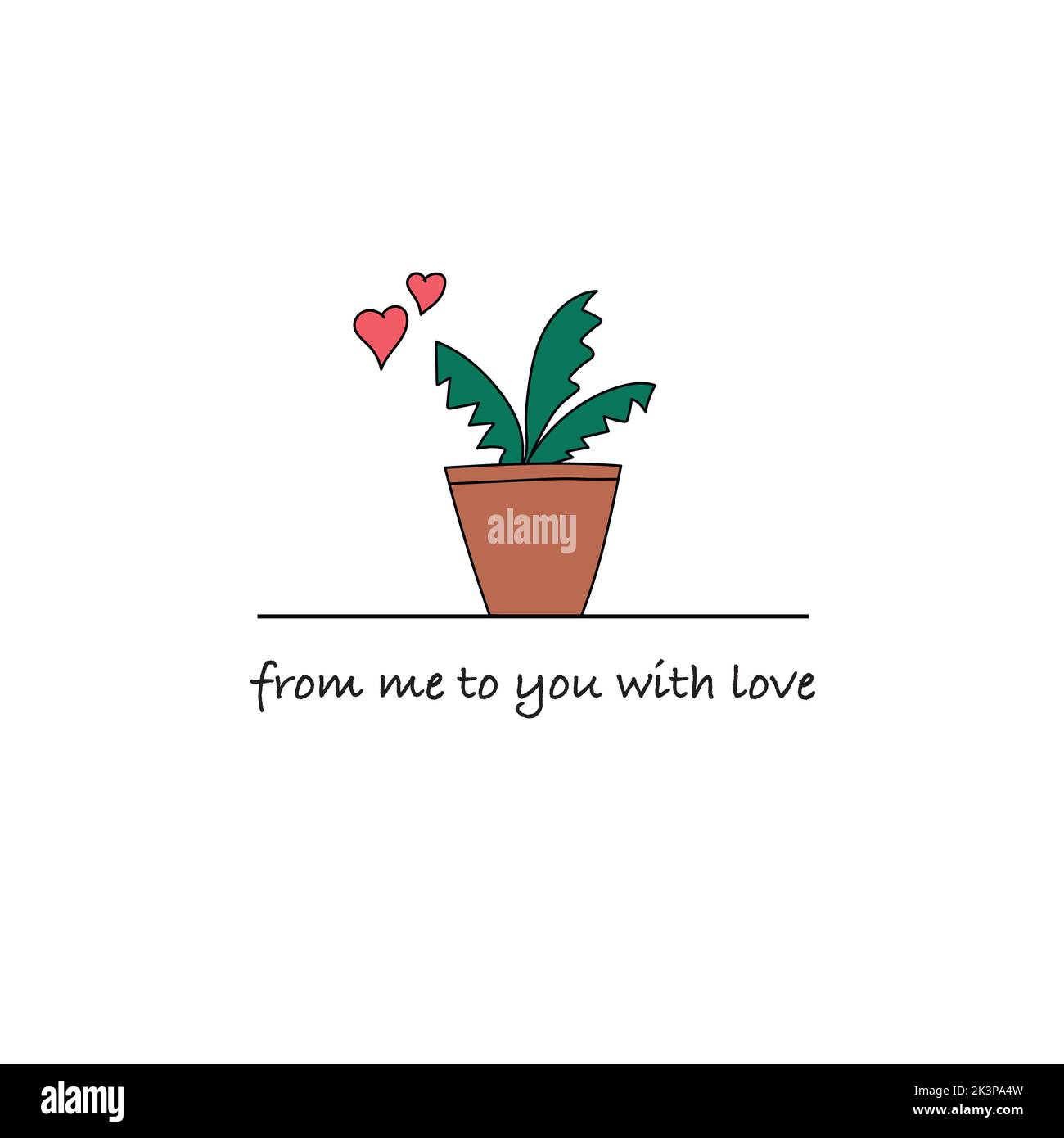 carte avec cactus drôle avec des mots de moi à vous avec amour Illustration de Vecteur