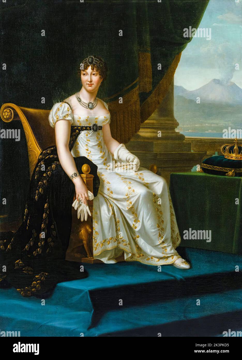 Caroline Bonaparte (Caroline Murat), (1782-1839), Reine Consort de Naples et des deux Siciles, portrait peint à l'huile sur toile par le cercle de François Gérard, 1810-1812 Banque D'Images