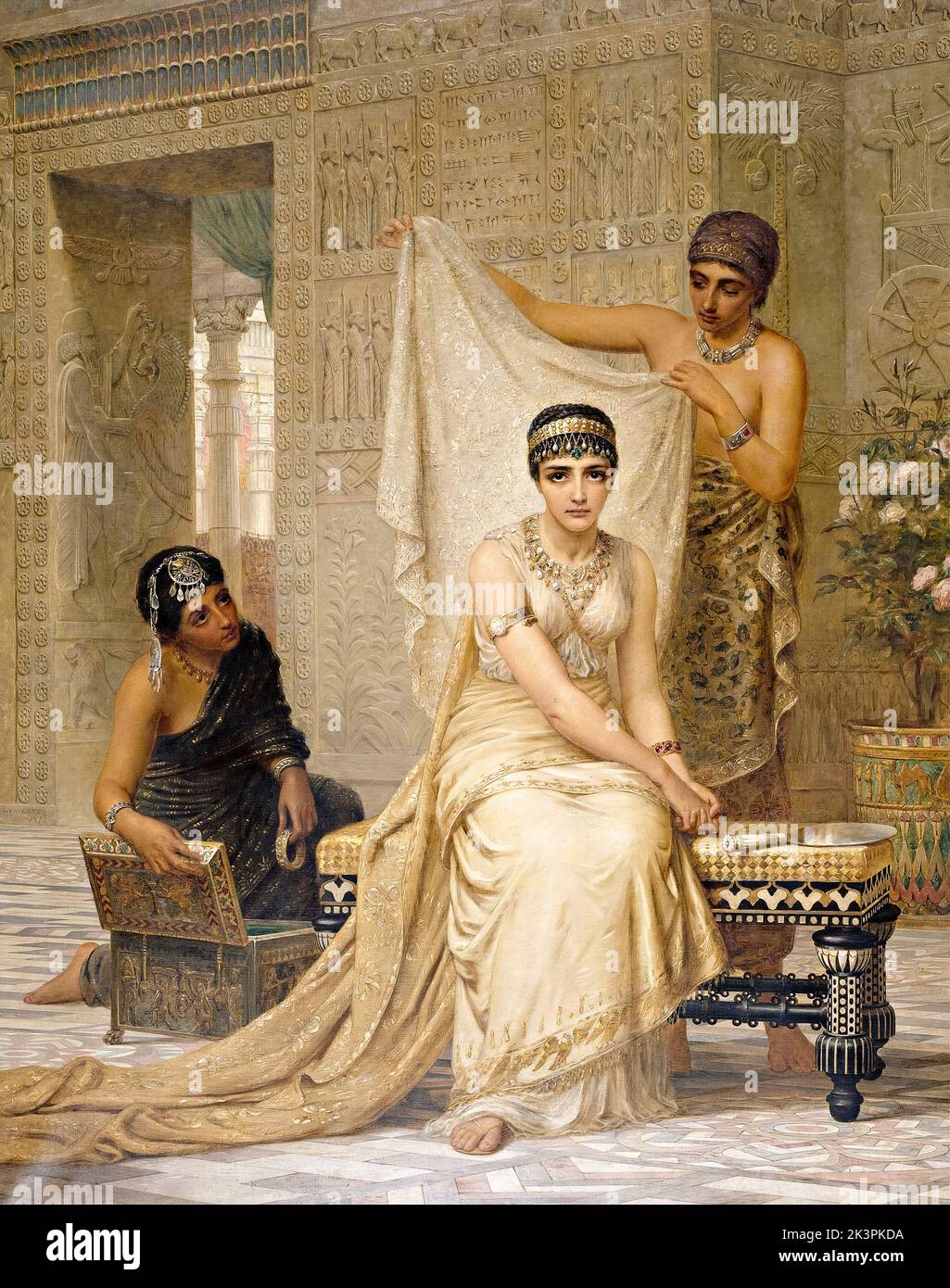 Reine Esther (de Perse et Mèdes), portrait peint à l'huile sur toile par Edwin long, 1878 Banque D'Images