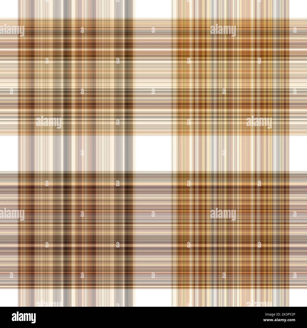 Tissu écossais blanc forêt à motif sans couture. Motif écossais de forêt automnale ton sur ton avec texture organique. Arrière-plan de bande orange pour papier peint rugueux. Banque D'Images