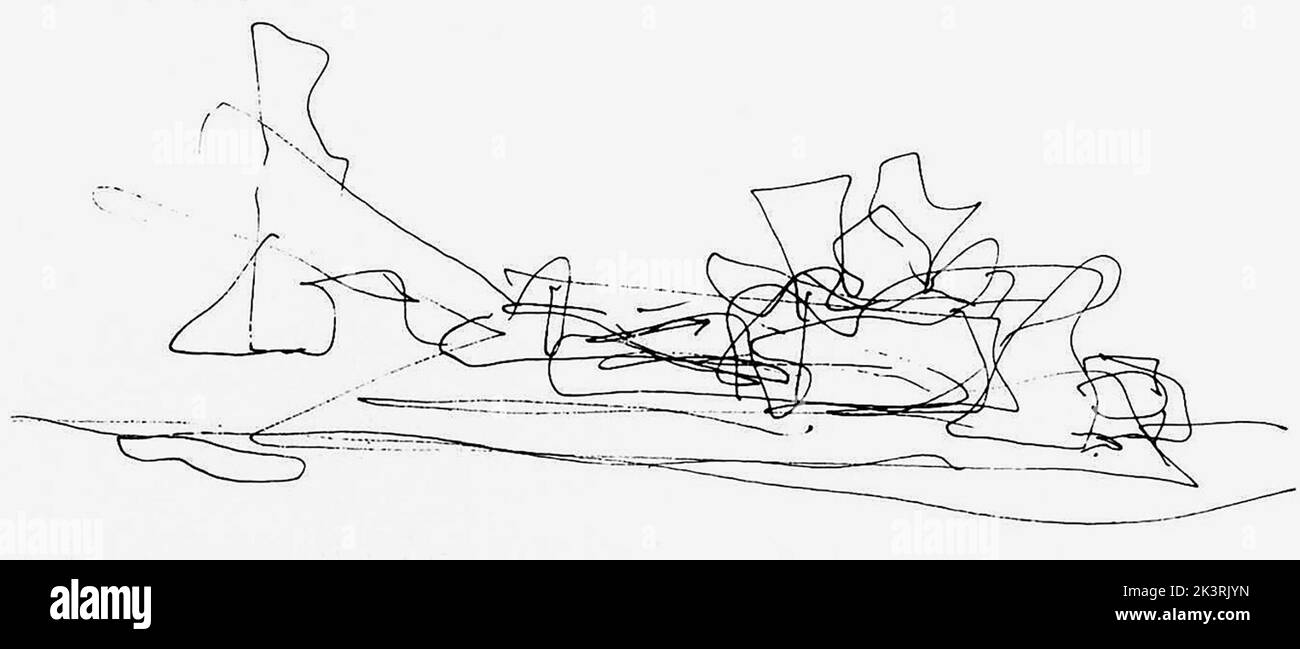 Gehry'S Sketch of the Guggenheim, Bilbao, Espagne film: Sketches of Frank Gehry (2005) Directeur: Sydney Pollack 10 septembre 2005 **AVERTISSEMENT** cette photographie est destinée à un usage éditorial exclusif et est protégée par les droits d'auteur des IMAGES SONY et/ou du photographe attribué par la société film ou production et ne peut être reproduite que par des publications dans le cadre de la promotion du film ci-dessus. Un crédit obligatoire pour SONY PICTURES est requis. Le photographe doit également être crédité lorsqu'il est connu. Aucune utilisation commerciale ne peut être accordée sans l'autorisation écrite de la Société du film. Banque D'Images