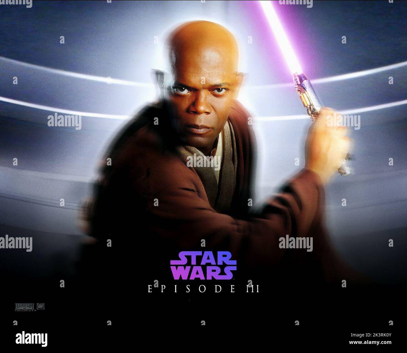 Samuel L. Jackson film: Star Wars: Episode III - Revenge of the Sith (USA 2005) personnages: Mace Windu Directeur: George Lucas 15 mai 2005 **AVERTISSEMENT** cette photographie est à usage éditorial exclusif et est le droit d'auteur de LUCASFILM et/ou le photographe assigné par la Société de film ou de production et ne peut être reproduite que par des publications dans le cadre de la promotion du film ci-dessus. Un crédit obligatoire pour LUCASFILM est requis. Le photographe doit également être crédité lorsqu'il est connu. Aucune utilisation commerciale ne peut être accordée sans l'autorisation écrite de la Société du film. Banque D'Images