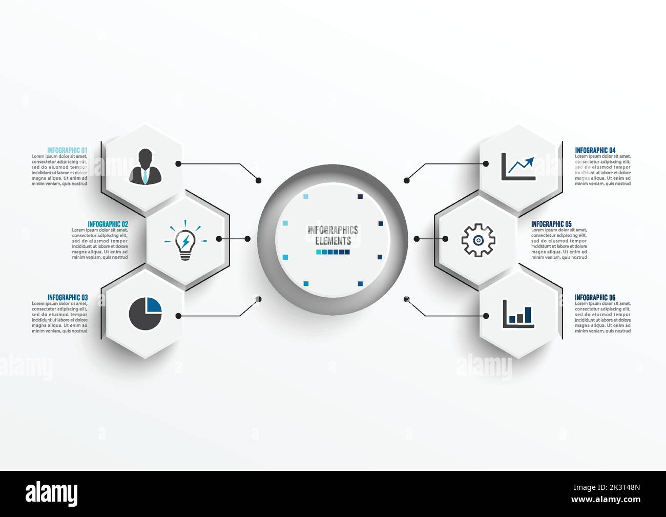 Modèle d'infographie vectoriel avec étiquette en papier tridimensionnel, cercles intégrés. Business concept avec 6 options. Pour le contenu, le diagramme, l'organigramme, les étapes, les pièces, t Illustration de Vecteur