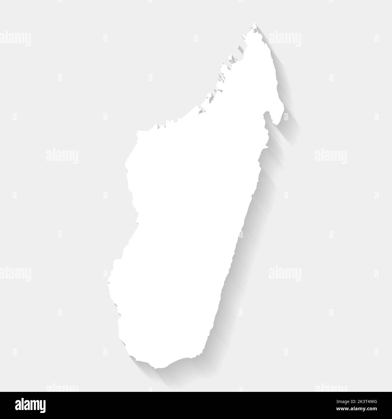 Carte simple blanc de Madagascar sur fond gris, vecteur, illustration, fichier eps 10 Banque D'Images