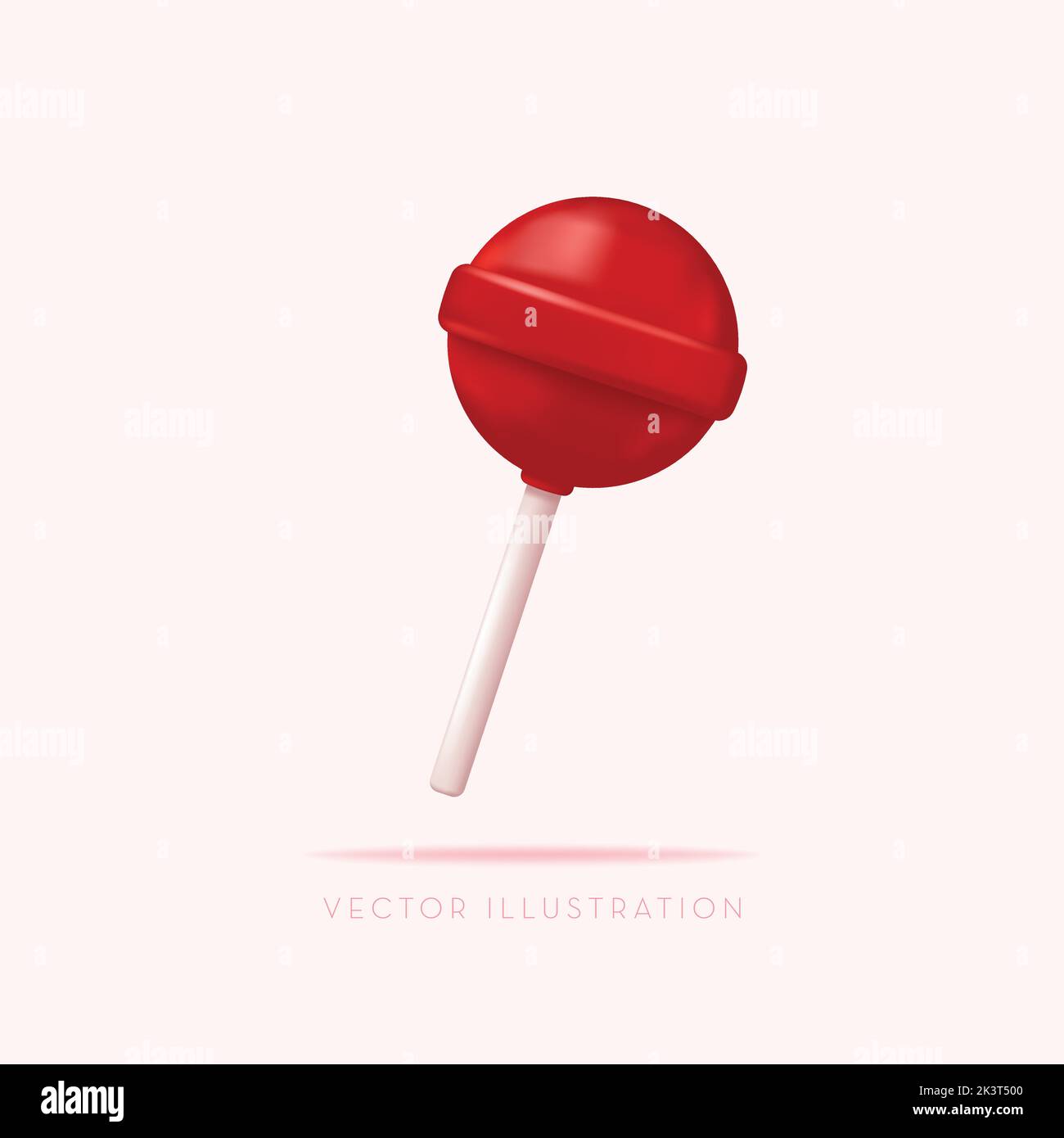 Sucettes sucrées rouges. Bonbon rond sur un bâton. 3d illustrations vectorielles dans un style