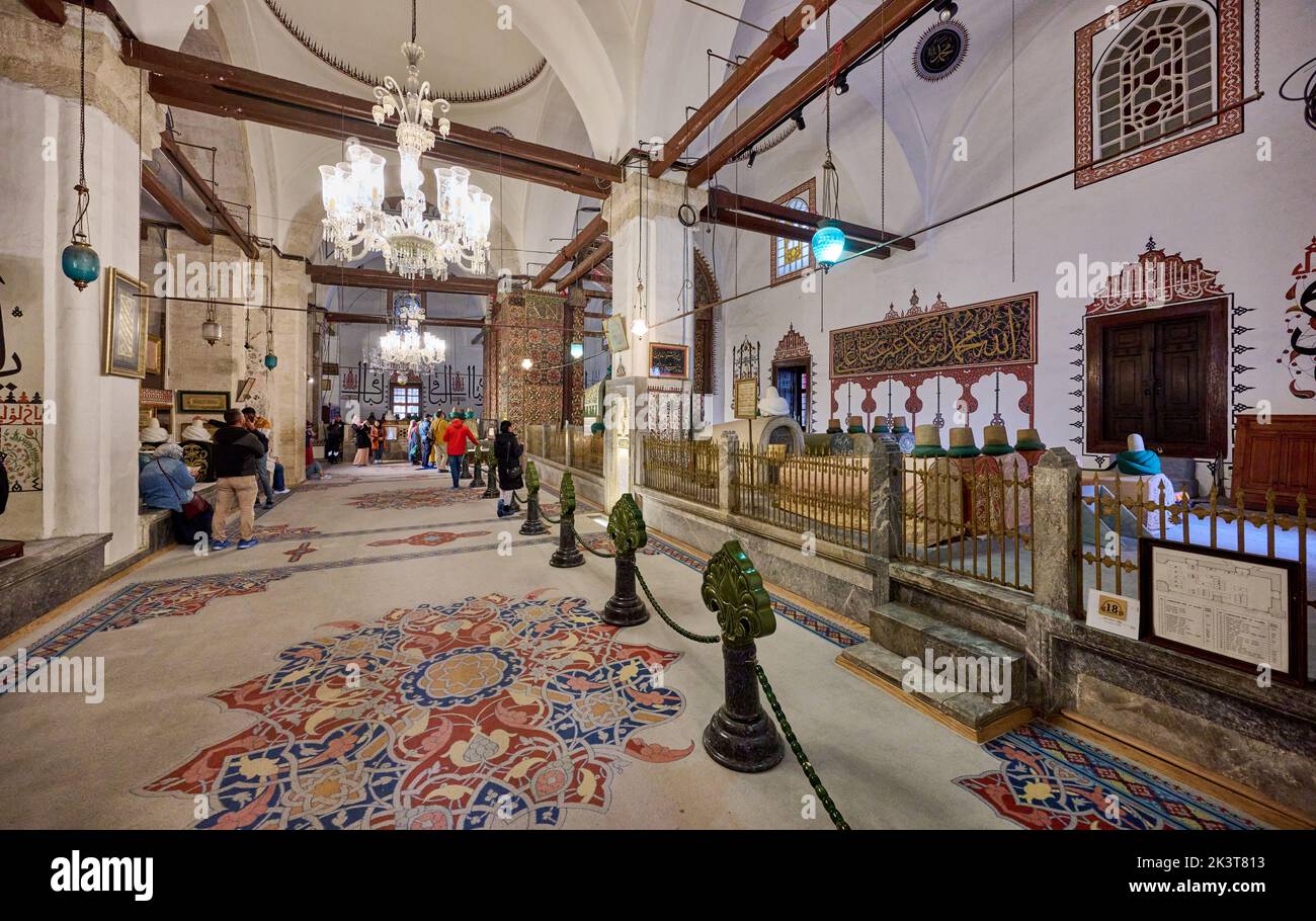 Innenaufnahme des Mausolée et Musée des Mevlana Rumi, Hazerti Mevlana, Konya, Tuerkei |photo intérieure du Mausolée et du musée de Mevlana Rumi, Hazr Banque D'Images