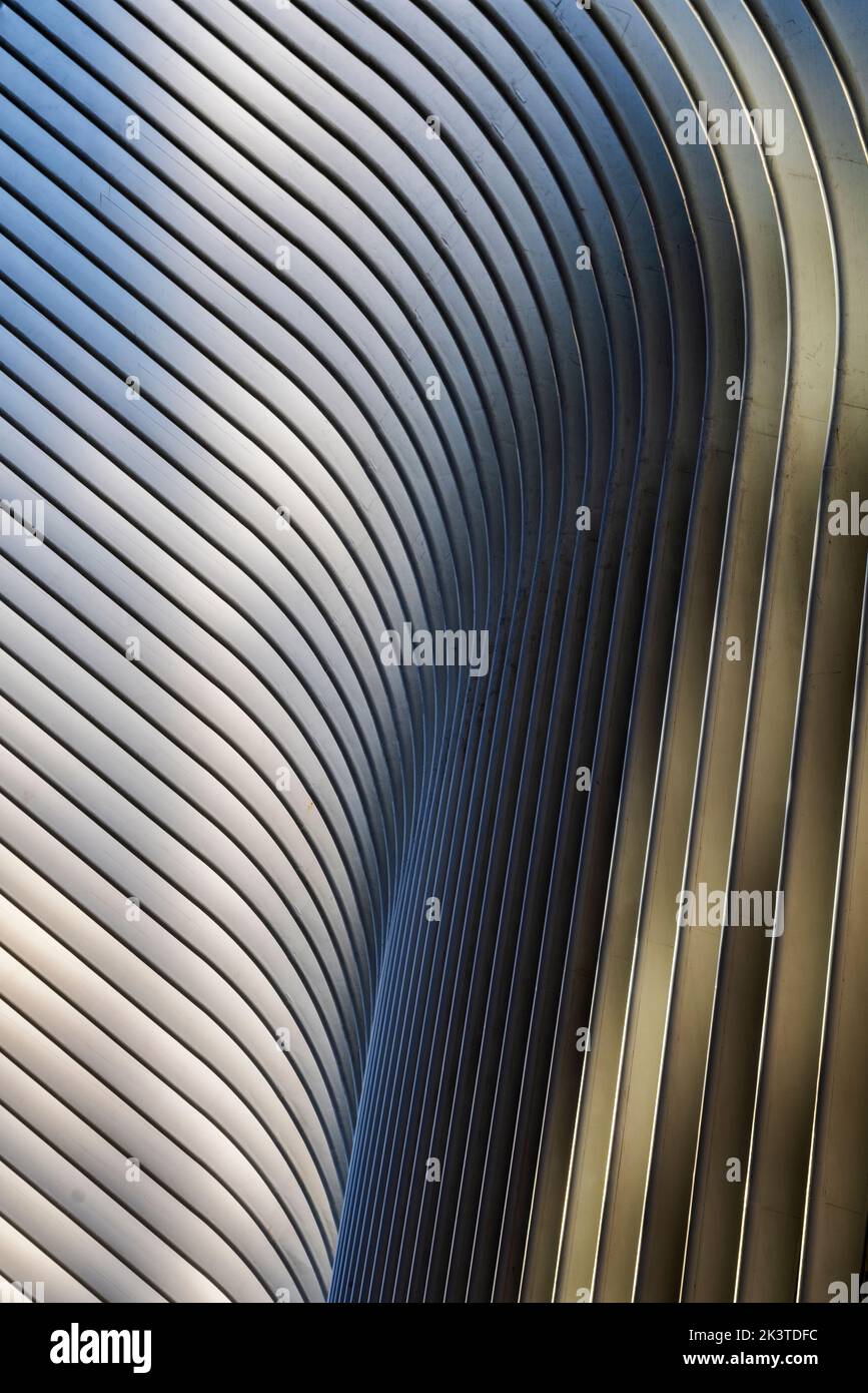 Côtes d'Oculus station house conçu par l'architecte Santiago Calatrava, World Trade Centre Gare (CHEMIN), Manhattan, New York, USA Banque D'Images