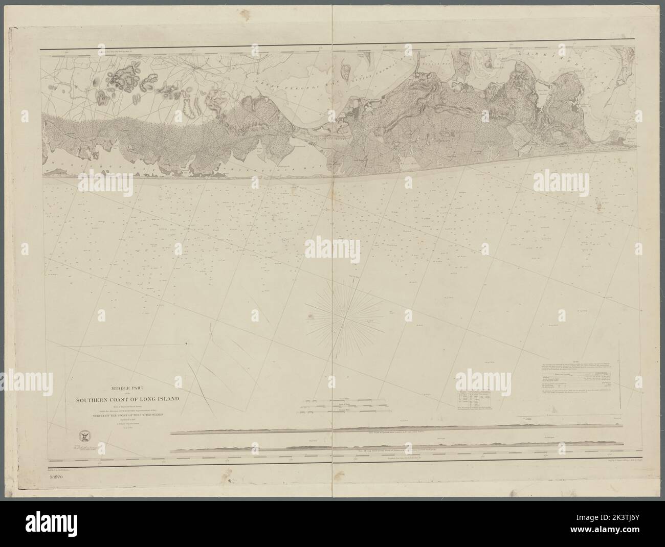 Partie centrale de la côte sud de long Island : à partir d'un relevé trigonométrique de la côte sud de long Island Cartographie. Cartes, cartes marines. 1857. Lionel Pincus et Princess Firyal Map Division. Cartes marines , New York (État) , long Island (N.Y.), cartes nautiques , New York (État) , Suffolk County, Suffolk County (N.Y.) Banque D'Images
