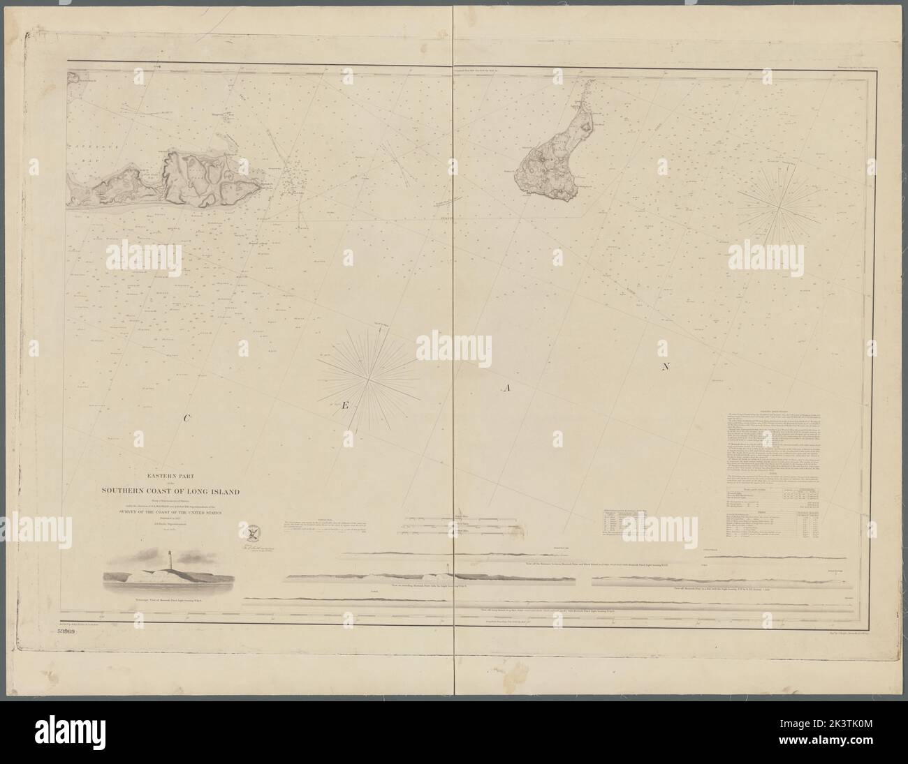 Partie est de la côte sud de long Island côte sud de long Island Mathiot, G.. Cartographie. Cartes, cartes marines. 1857. Lionel Pincus et Princess Firyal Map Division. Cartes marines , New York (État) , long Island (N.Y.), cartes nautiques , New York (État) , Suffolk County, cartes marines , Rhode Island , Block Island (île) Banque D'Images