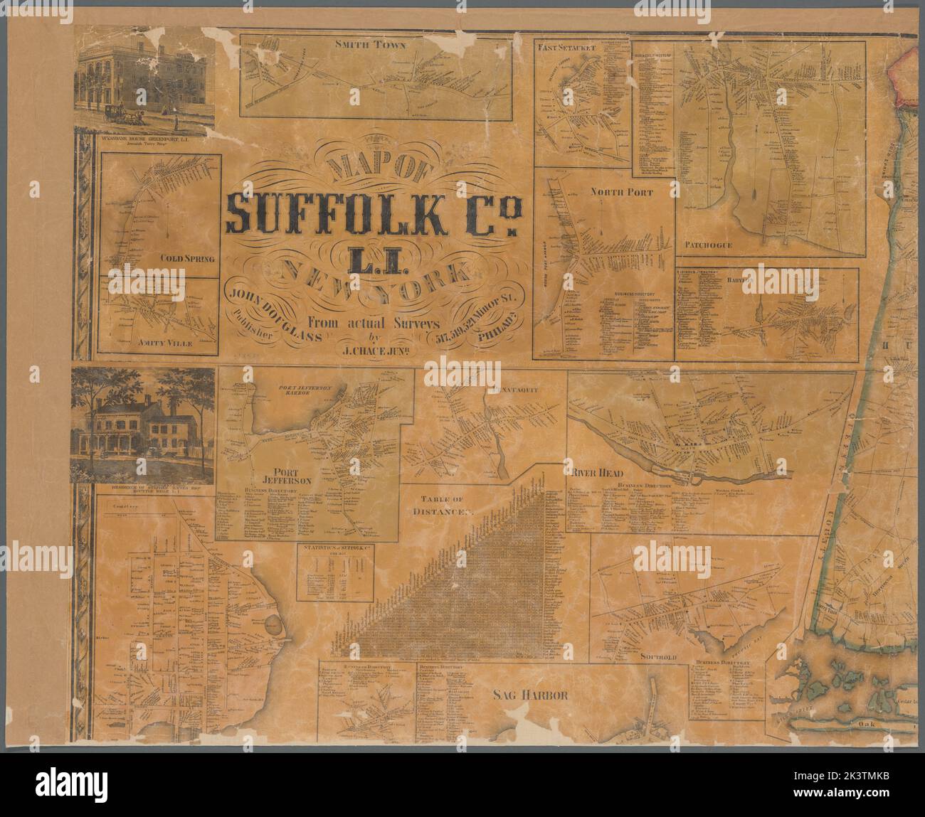 Carte de Suffolk Co., L.I., New York: D'enquêtes réelles Cartographie. Cartes, cartes cadastrales. 1858. Lionel Pincus et Princess Firyal Map Division. Immobilier , New York (État) , Suffolk County, propriétaires fonciers , New York (État) , Suffolk County, Villes et villages , New York (État) , Suffolk County, villages , New York (État) , Suffolk County, Suffolk County (N.Y.) , Divisions administratives et politiques, Greenport (N.Y.), Riverhead (N.Y.), Sag Harbour (N.Y.), New York (État) , Greenport, New York (État) , Riverhead, New York (État) , Sag Harbour, New York (État) , Suffolk County Banque D'Images