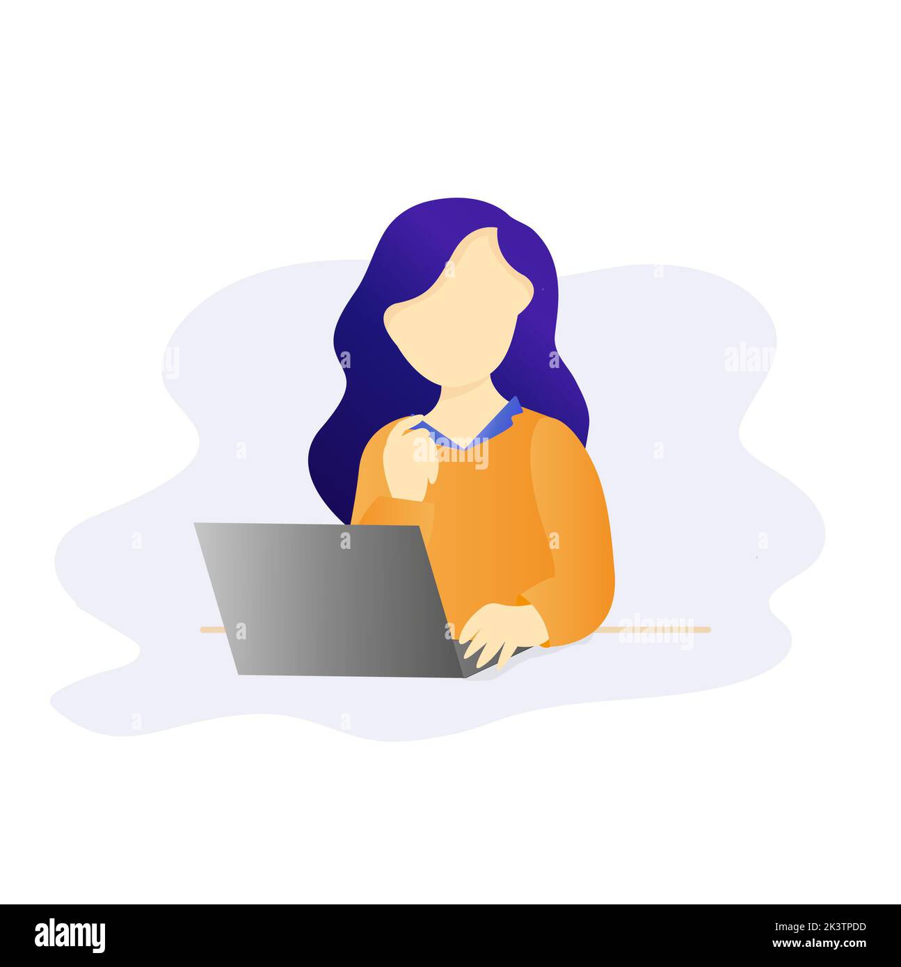 Travailler dans Office Professionnel travail en costume taper devant l'ordinateur PC ou de bureau caractère Flat Design style dessin dessin dessin Illustration Banque D'Images