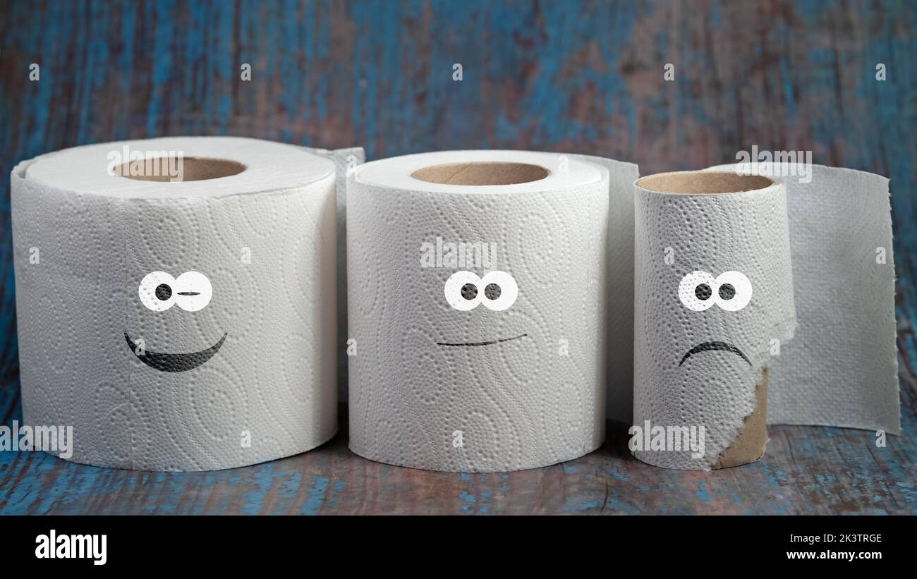 Rouleaux de papier toilette avec visages Banque D'Images