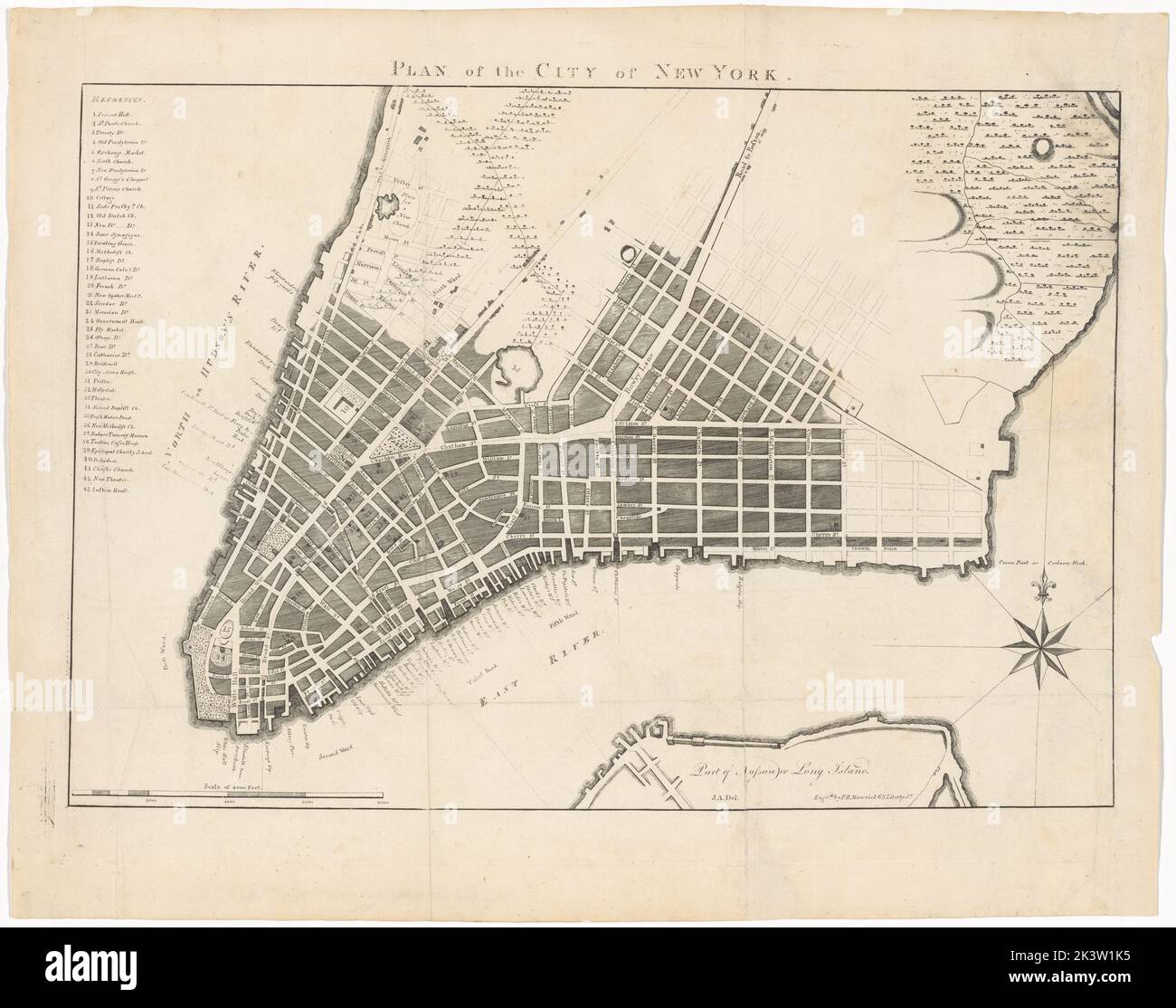 Plan de la ville de New York Cartographie. Cartes. 1796. Lionel Pincus et Princess Firyal Map Division. New York (New York), Manhattan (New York, New York) Banque D'Images