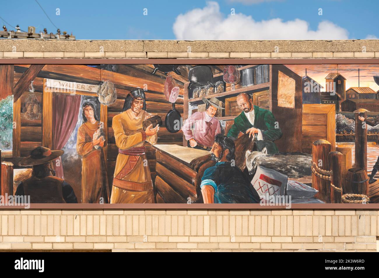 Ottawa, Illinois - États-Unis - 26 septembre 2022 : la fresque de l'histoire des communications de l'artiste Tim Trumbo au centre-ville d'Ottawa, Illinois. Banque D'Images
