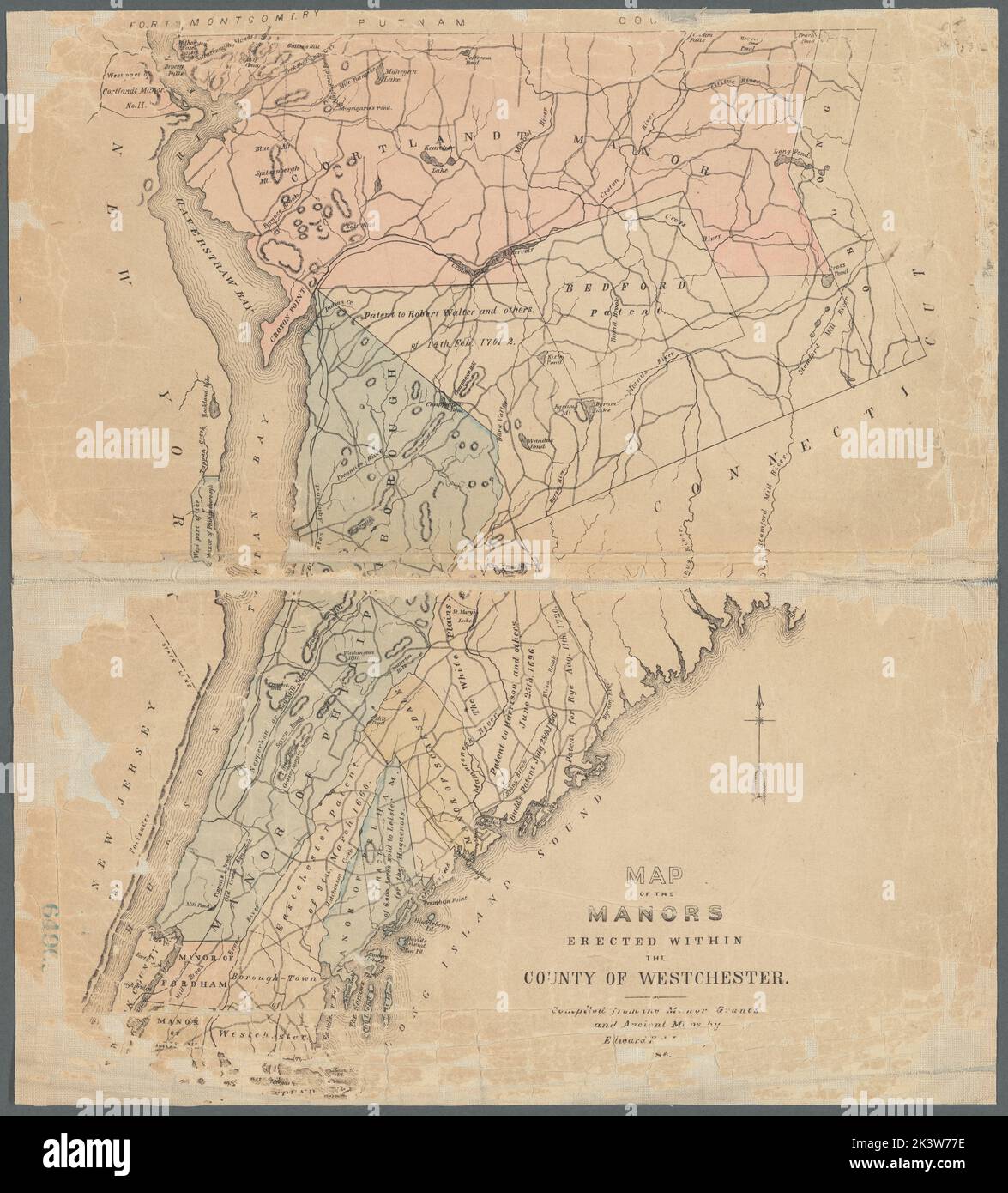 Carte des manoirs érigés dans le comté de Westchester: Compilé à partir des manoirs et des cartes anciennes Cartographie. Cartes. 1886. Lionel Pincus et Princess Firyal Map Division. Concessions foncières , New York (État) , Westchester County, immobilier , New York (État) , Westchester County, Westchester County (N.Y.), Westchester County (N.Y.) , Divisions administratives et politiques Banque D'Images