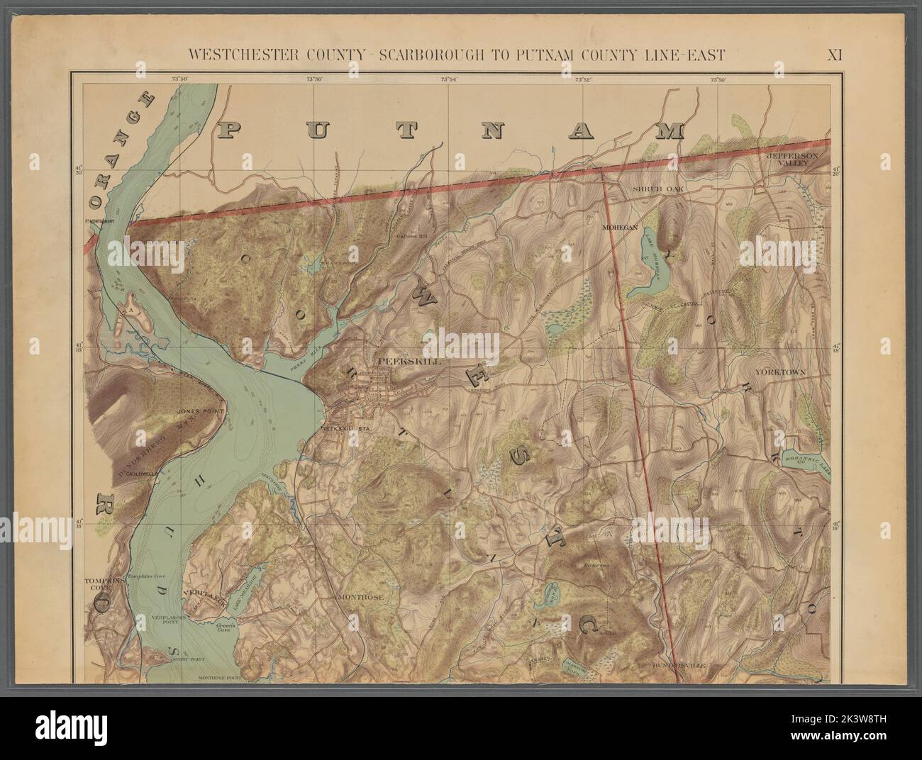 Double page plaque no 11: Westchester County - Scarborough à Putnam County Line-East Cartographic. Atlas, cartes, cartes, cartes topographiques. 1891. Lionel Pincus et Princess Firyal Map Division. New York (New York), région métropolitaine de New York Banque D'Images