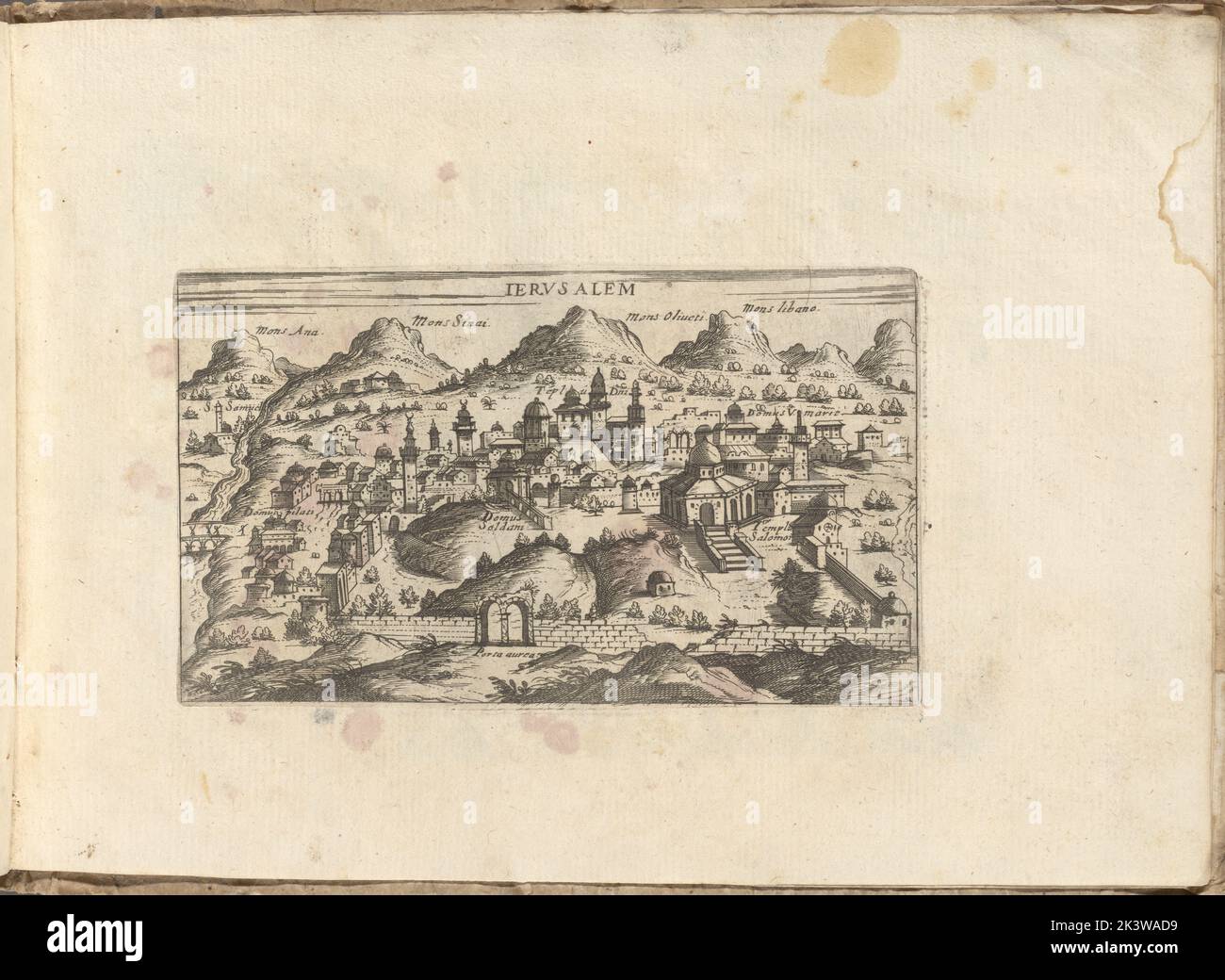 Vue de Jérusalem Jérusalem Scolari, Stefano, 1598 1657?. Image fixe. Tirages, cartes, cartes topographiques. 1600 - 1609. Division des livres rares. Jérusalem , vues, Palestine, Israël Banque D'Images