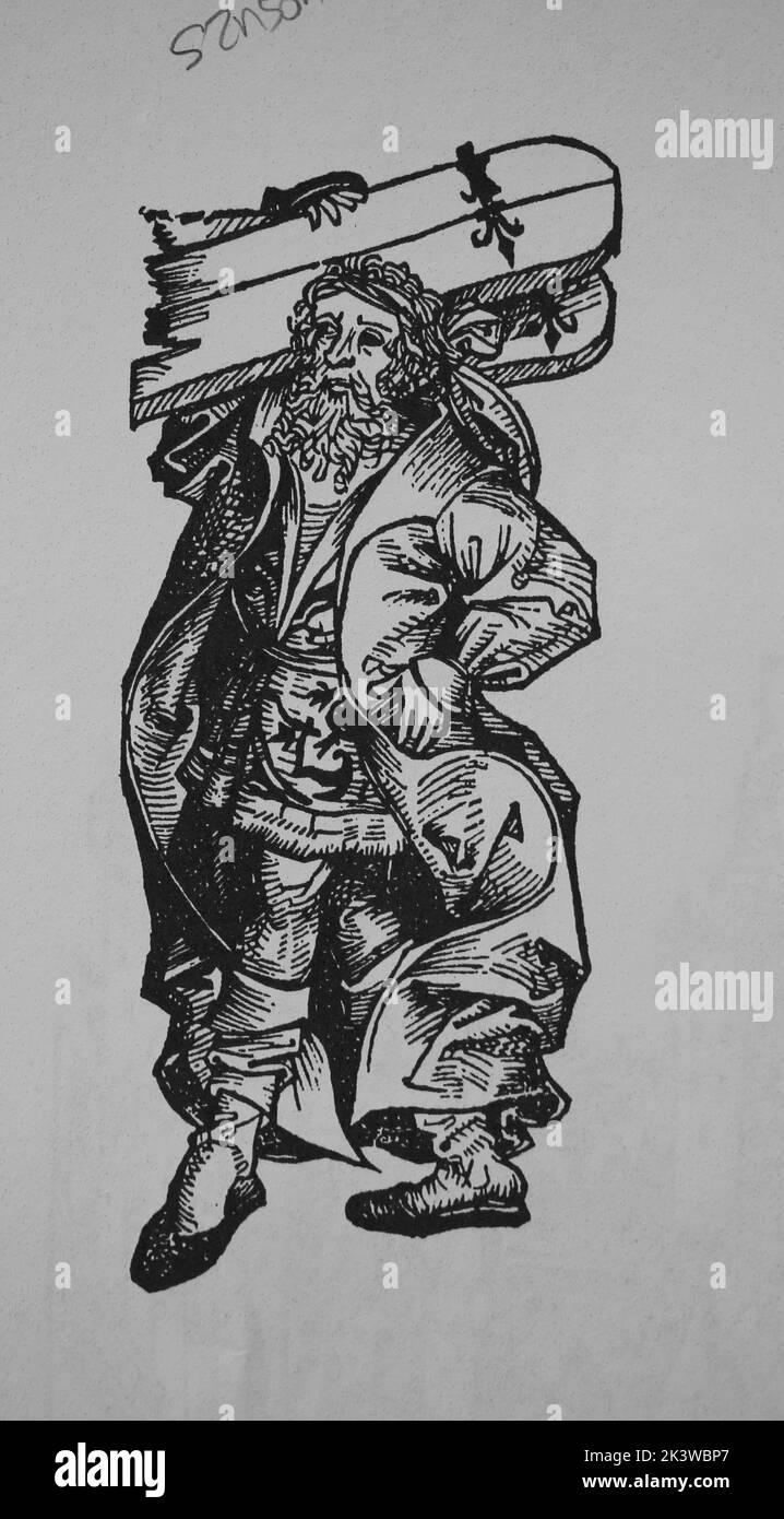Samson. Dernier des juges des anciens Israélites mentionné dans le Livre des juges. Gravure. La chronique de Nuremberg. 15th siècle. Banque D'Images
