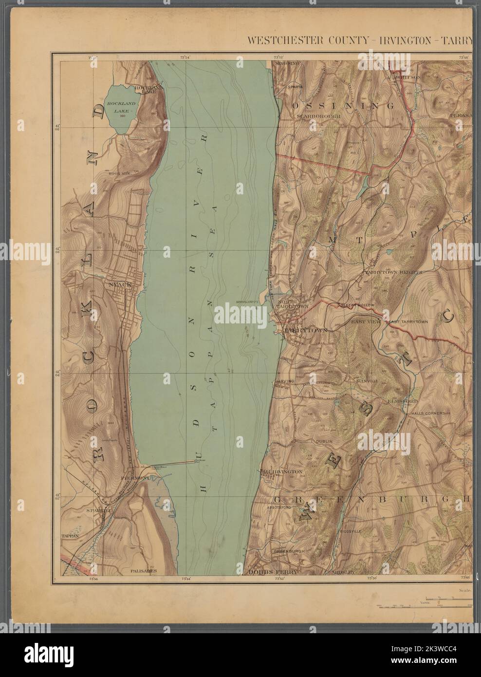 Double page plaque no 10: Westchester County - Irvington - Tarrytown to Sing Sing - East to State Line Cartographie. Atlas, cartes, cartes, cartes topographiques. 1891. Lionel Pincus et Princess Firyal Map Division. New York (New York), région métropolitaine de New York Banque D'Images