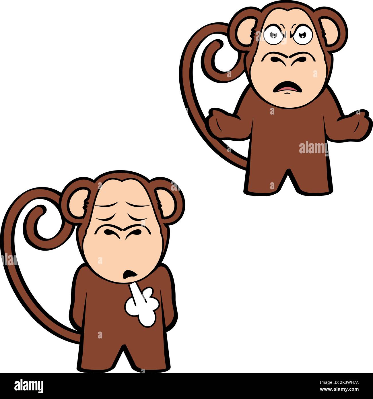 illustration de l'ensemble d'expressions de dessin animé de singe debout grompie en vecteur Illustration de Vecteur