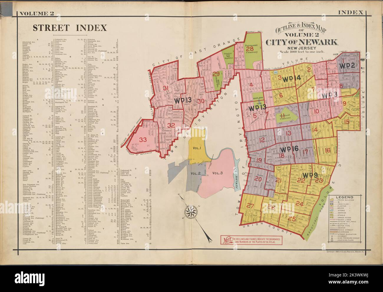 Plan et index Cartographie. Atlas, cartes. 1926. Lionel Pincus et Princess Firyal Map Division Banque D'Images