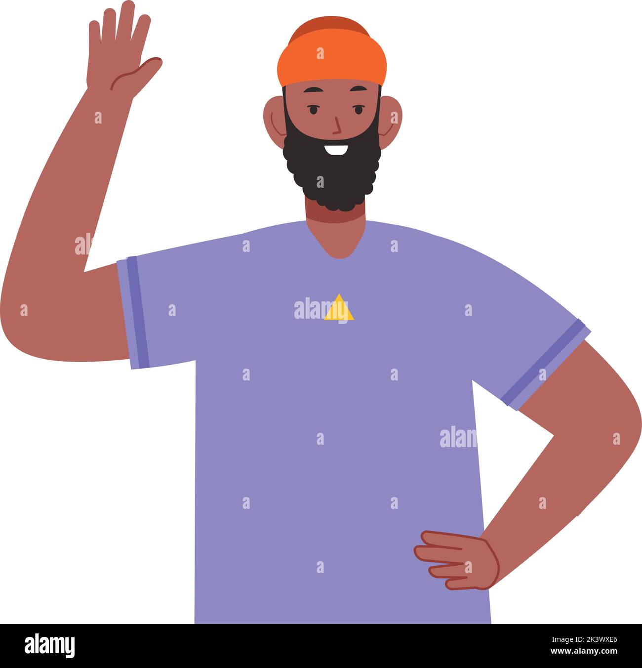 Homme noir souriant et agitant la main. Personne sympathique isolée sur fond blanc Illustration de Vecteur