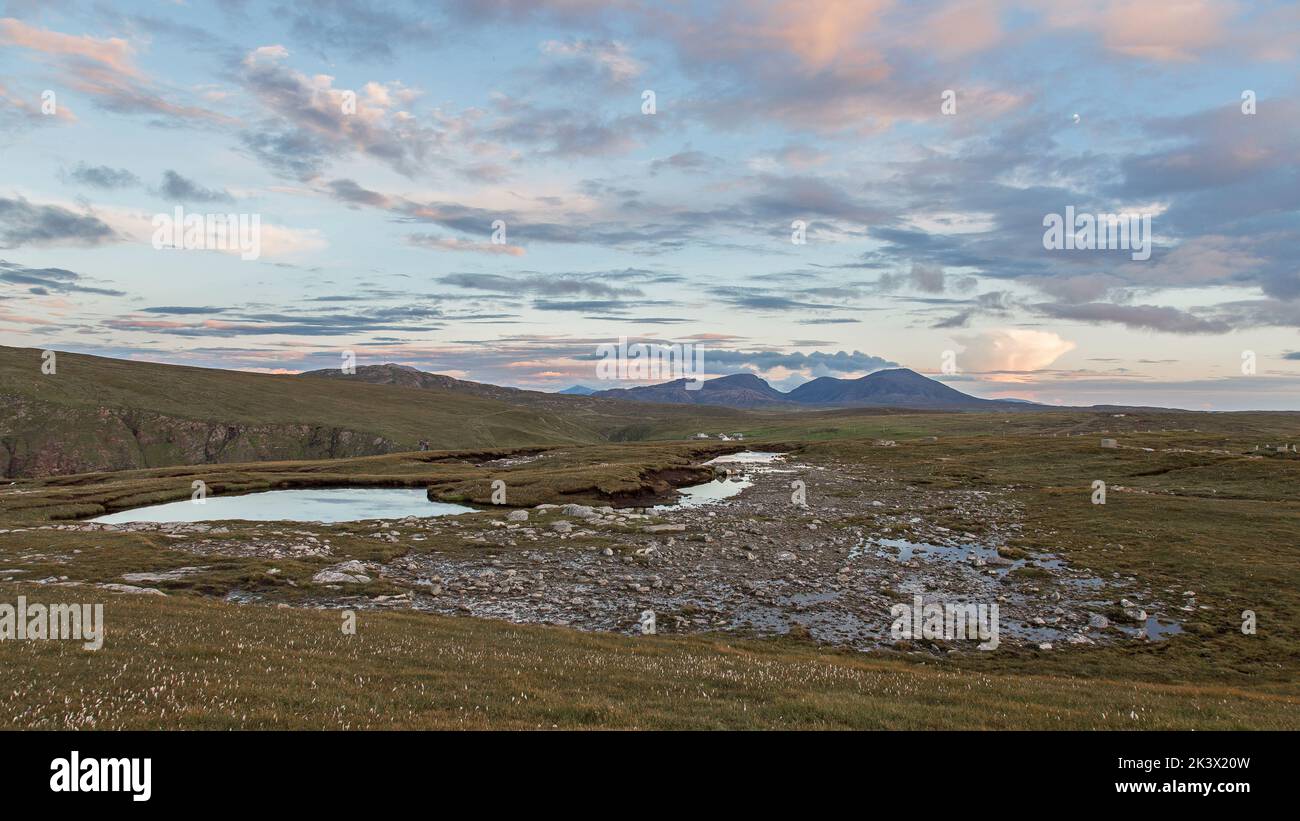La surface de Stony et de Boggy de Gallan Head, Lewis, Isle of Lewis, Hebrides, Hebrides extérieures, Îles de l'Ouest, Écosse, Royaume-Uni, Grande-Bretagne Banque D'Images