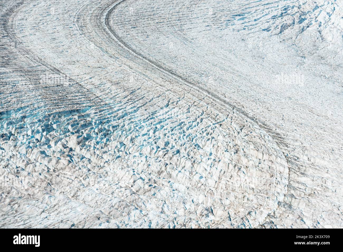 Gros plan du glacier du saumon et du débit de glace glaciaire près de Stewart, en Colombie-Britannique, au Canada. Banque D'Images