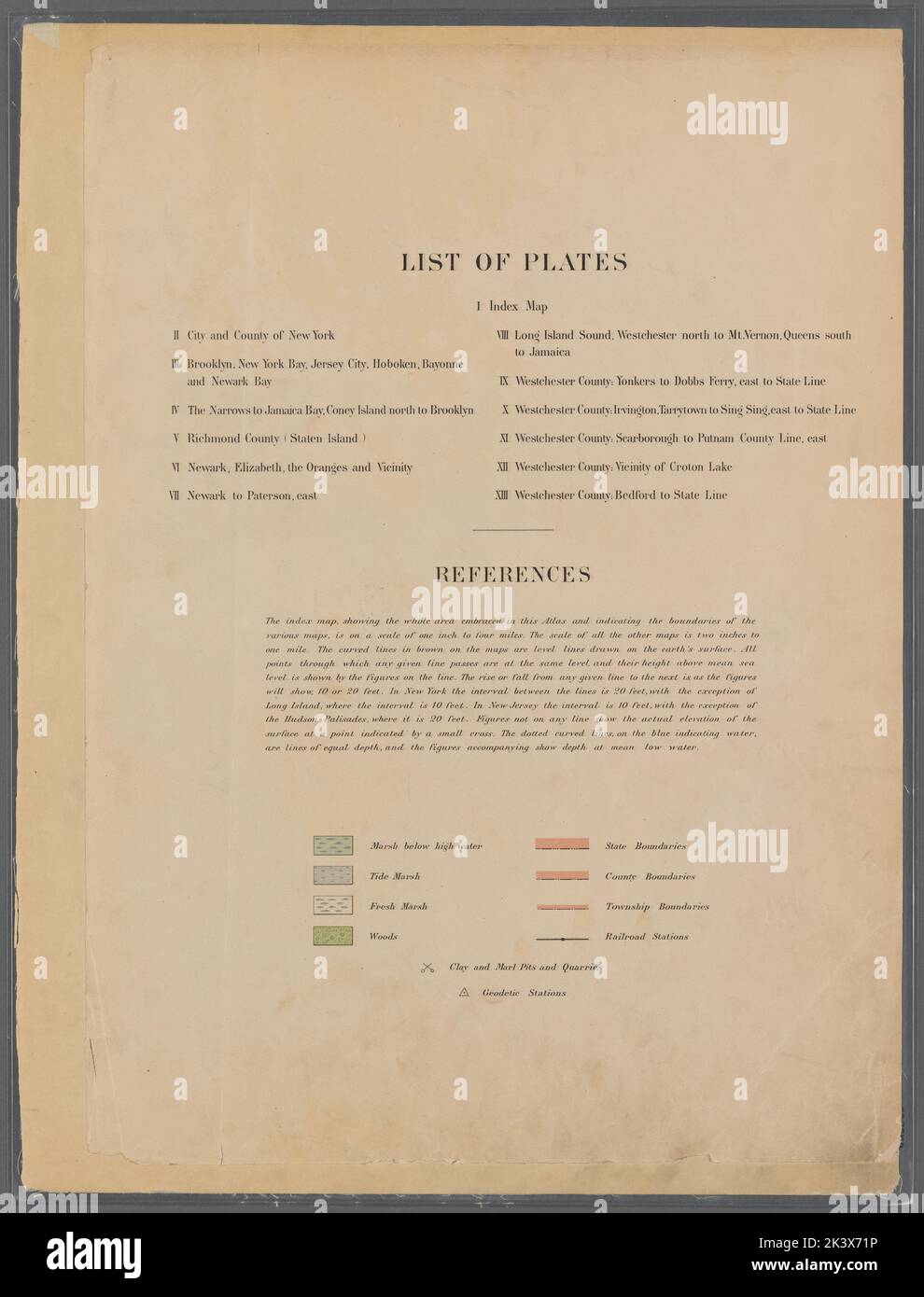 Liste des plaques et références Cartographie. Atlas, cartes, cartes, cartes topographiques. 1891. Lionel Pincus et Princess Firyal Map Division. New York (New York), région métropolitaine de New York Banque D'Images