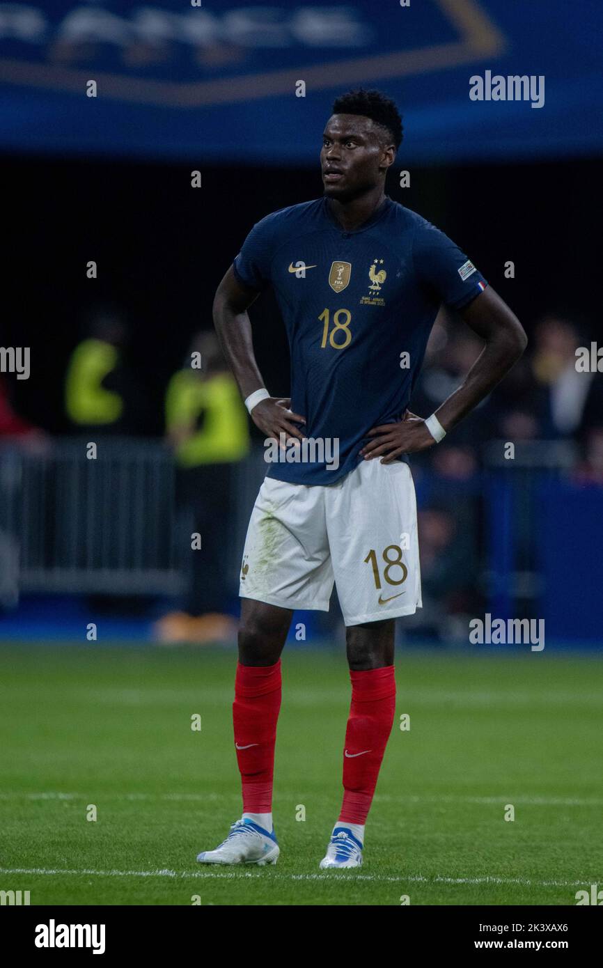 PARIS, FRANCE - SEPTEMBRE 22 : Benoit Badiashile de France lors de la Ligue des Nations de l'UEFA Un match du Groupe 1 entre la France et l'Autriche au Stade de Banque D'Images