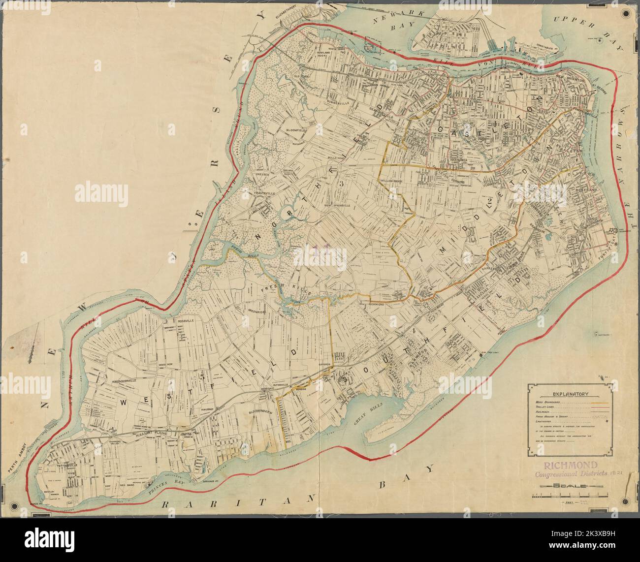 Richmond Borough Congressional districts Cartographie. Cartes. 1921. Lionel Pincus et Princess Firyal Map Division Banque D'Images