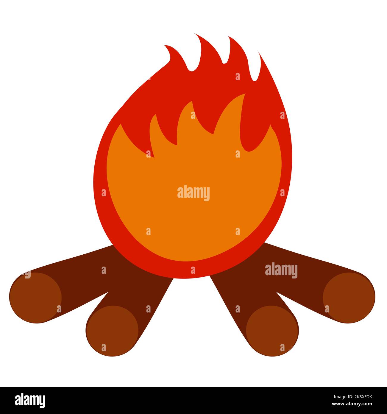 Vector camp Fire en dessin animé à la main de style plat. Incendie Illustration de Vecteur