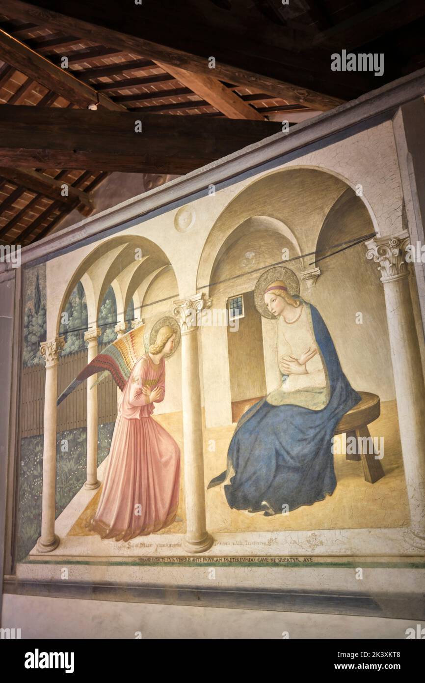 L'Annonciation de FRA Angelico dans le couloir nord du Musée de San Marco à Florence Italie Banque D'Images