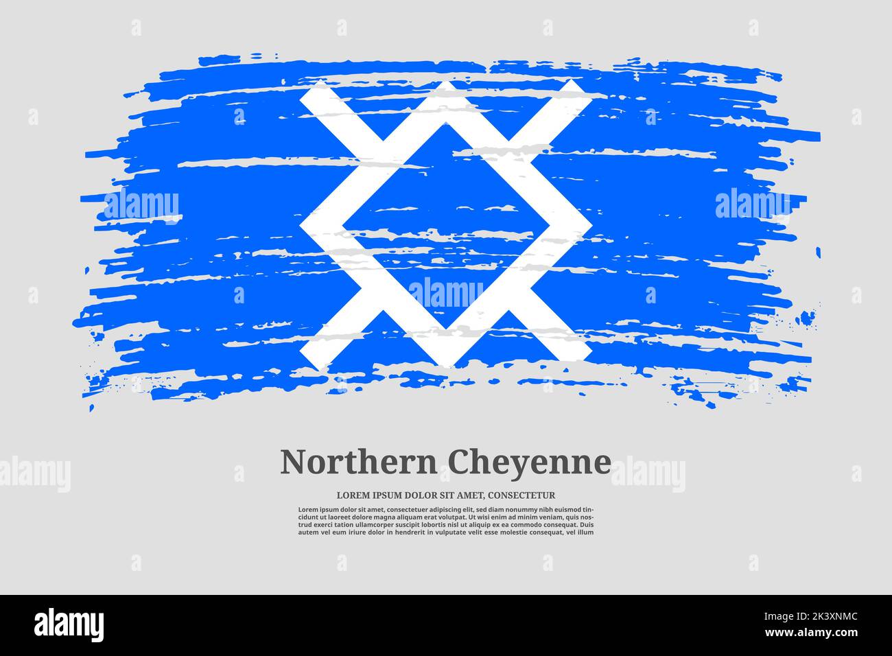 Drapeau du nord de Cheyenne avec effet de pinceau et affiche de texte d'information, fond vectoriel Illustration de Vecteur