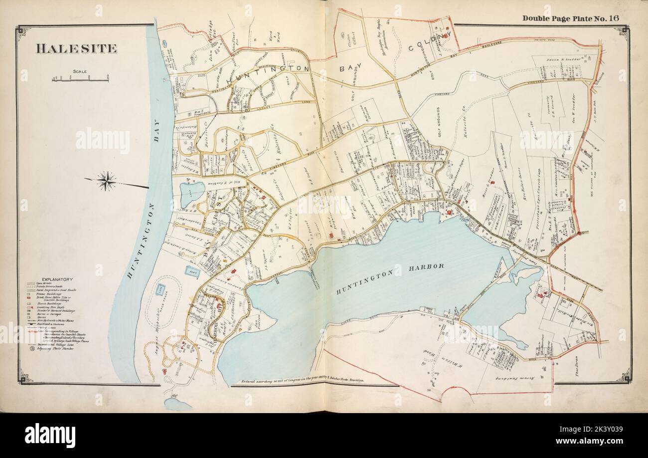 Cartographique Halesite. Atlas, cartes. 1915 - 1917. Lionel Pincus et Princess Firyal Map Division. Comté de Suffolk (New York) Banque D'Images