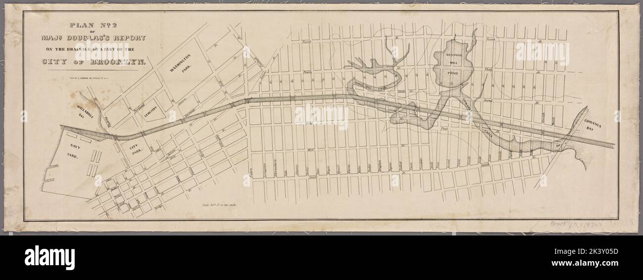 Plan no 2 du rapport du major Douglas sur le drainage d'une partie de la ville de Brooklyn. Cartographie. Cartes, plans. 1870. Lionel Pincus et Princess Firyal Map Division. Brooklyn (New York, New York) Banque D'Images