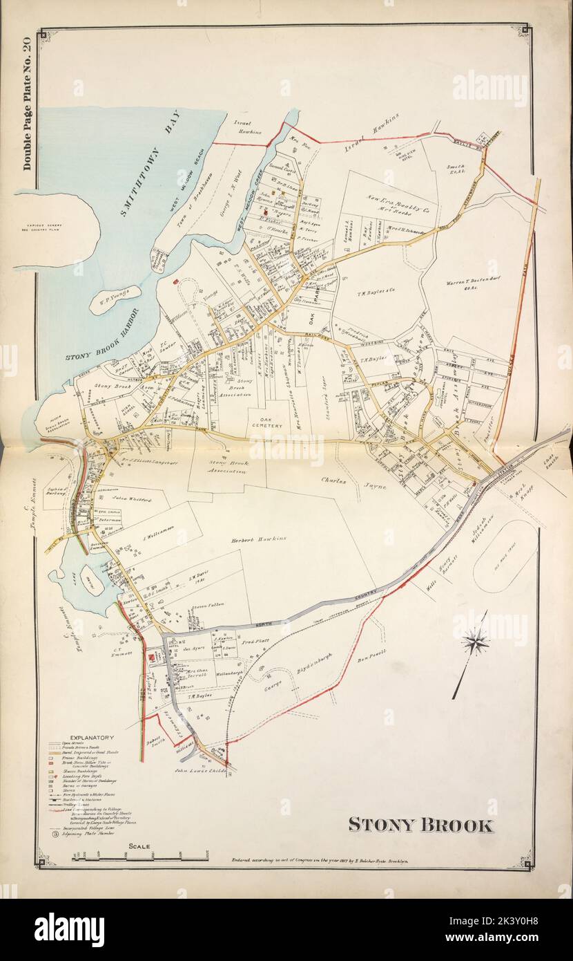 Cartographie de Stony Brook. Atlas, cartes. 1915 - 1917. Lionel Pincus et Princess Firyal Map Division. Comté de Suffolk (New York) Banque D'Images
