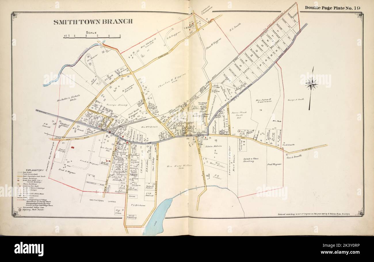 Cartographie de la succursale de Smith Town. Atlas, cartes. 1915 - 1917. Lionel Pincus et Princess Firyal Map Division. Comté de Suffolk (New York) Banque D'Images
