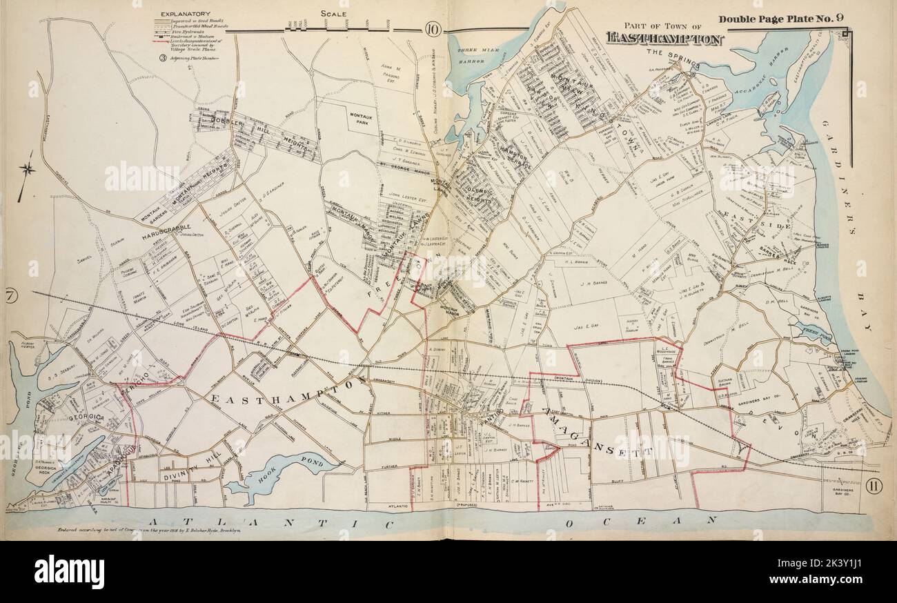 Partie de la ville d'Eastampton Cartographie. Atlas, cartes. 1915 - 1917. Lionel Pincus et Princess Firyal Map Division. Comté de Suffolk (New York) Banque D'Images