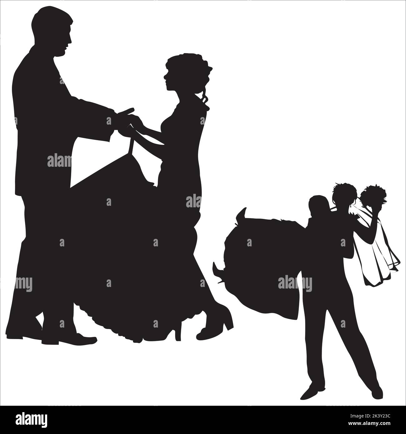 Ensemble vectoriel de silhouettes de couple nouvellement marié Illustration isolée sur fond blanc Illustration de Vecteur