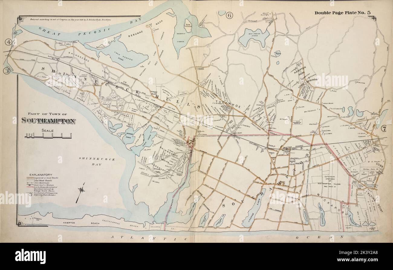 Partie de la ville de Southampton Cartographie. Atlas, cartes. 1915 - 1917. Lionel Pincus et Princess Firyal Map Division. Comté de Suffolk (New York) Banque D'Images