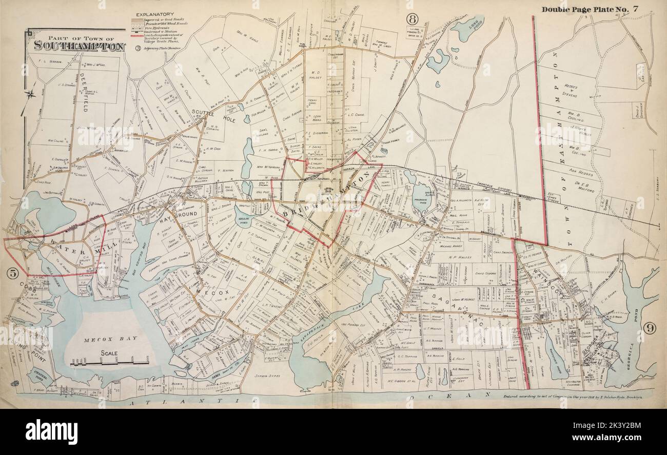 Partie de la ville de Southampton Cartographie. Atlas, cartes. 1915 - 1917. Lionel Pincus et Princess Firyal Map Division. Comté de Suffolk (New York) Banque D'Images