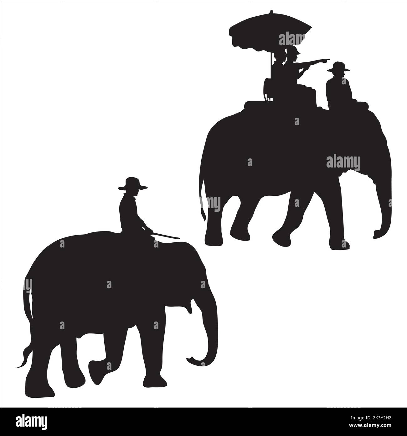 Ensemble vectoriel de silhouettes Elephant Tour Illustration isolée sur fond blanc Illustration de Vecteur