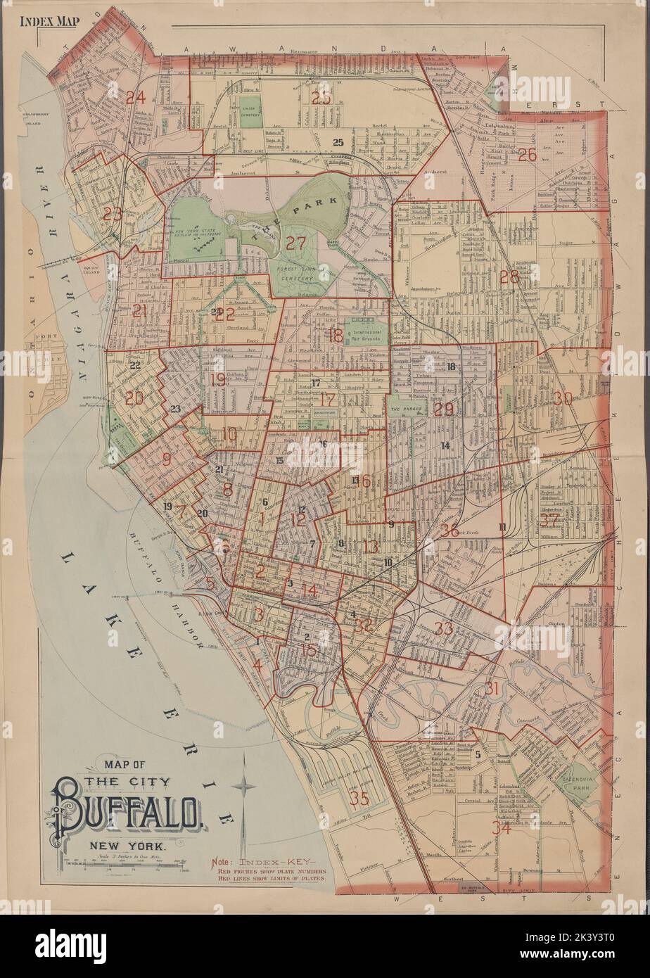 Index Cartographie. Atlas, cartes. 1891. Lionel Pincus et Princess Firyal Map Division. Immobilier , New York (État) , zBuffalo Banque D'Images