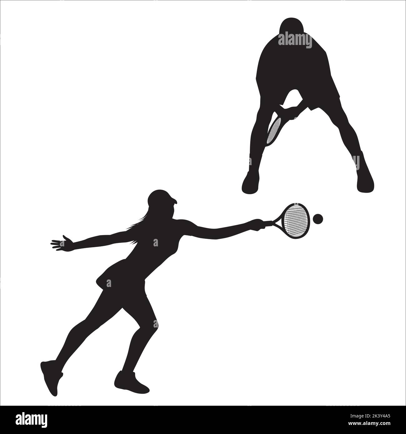 Scénario de joueurs de tennis Silhouettes Illustration isolée sur fond blanc Illustration de Vecteur