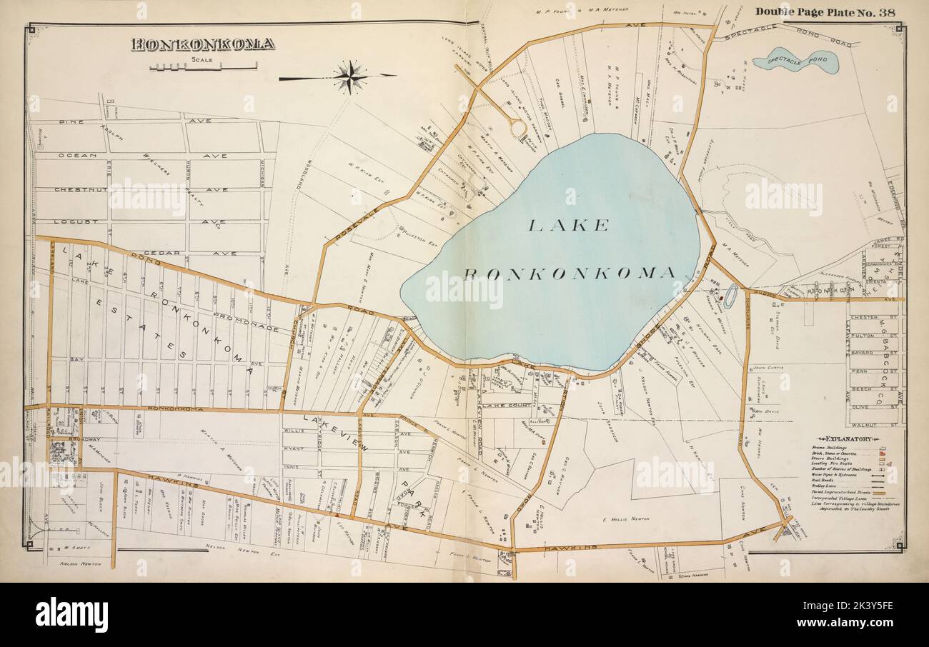 Carte graphique Ronkonkoma. Atlas, cartes. 1915 - 1917. Lionel Pincus et Princess Firyal Map Division. Comté de Suffolk (New York) Banque D'Images