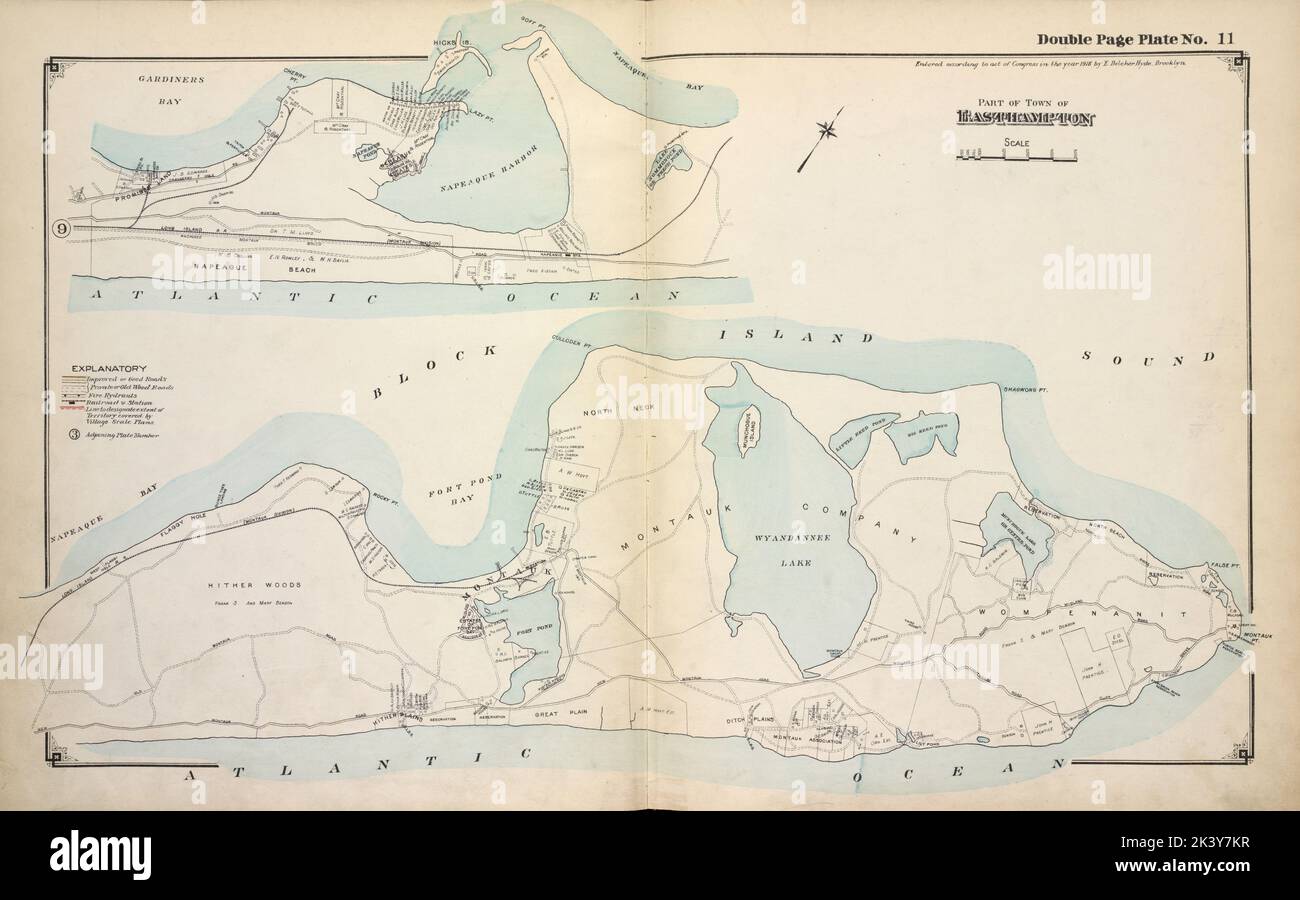 Partie de la ville d'Eastampton Cartographie. Atlas, cartes. 1915 - 1917. Lionel Pincus et Princess Firyal Map Division. Comté de Suffolk (New York) Banque D'Images